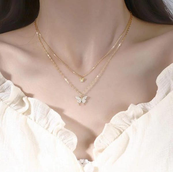 Multi Layer Diamond Butterfly Chain For Girls – Trendy Beautiful Look